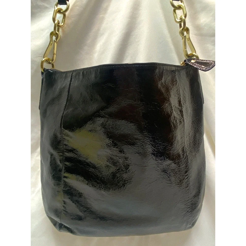 Coach Kristin Patent Leather Hobo Shoulder Bag AND Trifold wallet preowned